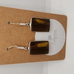 Tiger's Eye Earrings 1.5" NWOT #76